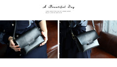 Cute LEATHER Small Side Bag Black WOMEN SHOULDER BAG Small Handmade Crossbody Purse FOR WOMEN