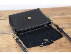 Cute LEATHER Small Side Bag Black WOMEN SHOULDER BAG Small Handmade Crossbody Purse FOR WOMEN