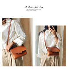 Cute LEATHER Small Side Bag Brown WOMEN SHOULDER BAG Small Handmade Crossbody Purse FOR WOMEN