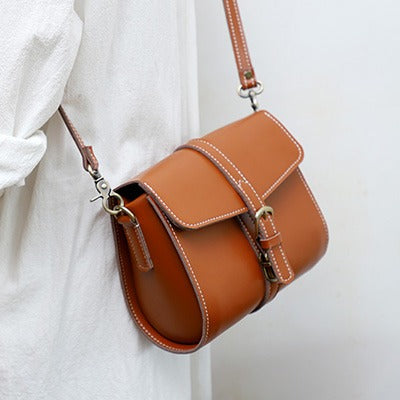 Cute LEATHER Small Side Bag Coffee WOMEN SHOULDER BAG Small Crossbody Purse FOR WOMEN