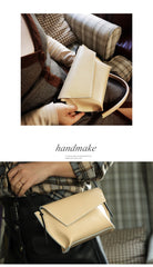 Cute LEATHER Small Side Bag White Handmade WOMEN Crossbody BAG Phone Purse FOR WOMEN