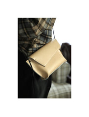 Cute LEATHER Small Side Bag White Handmade WOMEN Crossbody BAG Phone Purse FOR WOMEN
