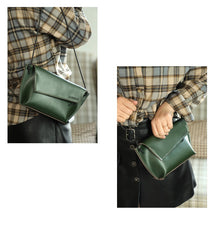 Cute LEATHER Small Side Bag Green Handmade WOMEN Crossbody BAG Phone Purse FOR WOMEN