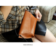 Cute LEATHER Small Side Bag Black Handmade WOMEN Crossbody BAG Phone Purse FOR WOMEN