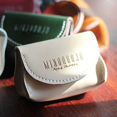 Cute Brown Leather Coin Wallet Card Holder Handmade Women Makeup Pouch For Women