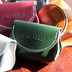 Cute Green Leather Coin Wallet Card Holder Handmade Women Makeup Pouch For Women