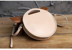 Cute Round LEATHER Handbag Black WOMEN Circle SHOULDER BAG Small Crossbody Purse FOR WOMEN