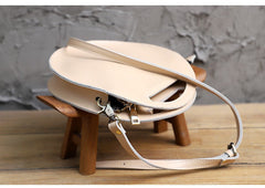 Cute Round LEATHER Handbag Brown WOMEN Circle SHOULDER BAG Small Crossbody Purse FOR WOMEN