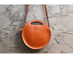 Cute Round LEATHER Handbag Black WOMEN Circle SHOULDER BAG Small Crossbody Purse FOR WOMEN
