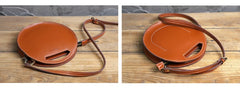 Cute Round LEATHER Handbag Black WOMEN Circle SHOULDER BAG Small Crossbody Purse FOR WOMEN
