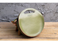 Cute Round LEATHER Handbag Black WOMEN Circle SHOULDER BAG Small Crossbody Purse FOR WOMEN