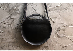 Cute Round LEATHER Handbag Brown WOMEN Circle SHOULDER BAG Small Crossbody Purse FOR WOMEN