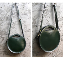 Cute Round LEATHER Handbag White WOMEN Circle SHOULDER BAG Small Crossbody Purse FOR WOMEN