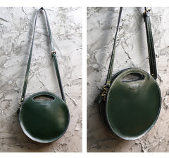 Cute Round LEATHER Handbag Black WOMEN Circle SHOULDER BAG Small Crossbody Purse FOR WOMEN