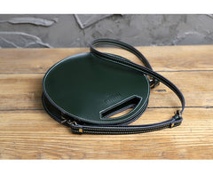 Cute Round LEATHER Handbag Black WOMEN Circle SHOULDER BAG Small Crossbody Purse FOR WOMEN