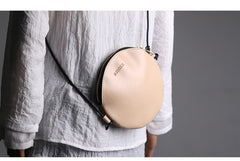 Cute Round LEATHER Slim Side Bag Black WOMEN Circle SHOULDER BAG Small Crossbody Purse FOR WOMEN