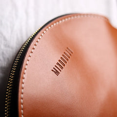 Cute Round LEATHER Slim Side Bag Brown WOMEN Circle SHOULDER BAG Small Crossbody Purse FOR WOMEN