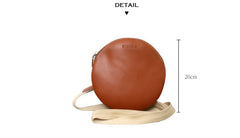 Cute Round LEATHER Small Side Bag Coffee WOMEN Circle SHOULDER BAG Small Crossbody Purse FOR WOMEN