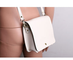Cute White LEATHER Square Side Bag Handmade WOMEN Phone Crossbody BAG Purse FOR WOMEN