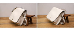 Cute White LEATHER Square Side Bag Handmade WOMEN Phone Crossbody BAG Purse FOR WOMEN