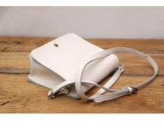 Cute White LEATHER Square Side Bag Handmade WOMEN Phone Crossbody BAG Purse FOR WOMEN