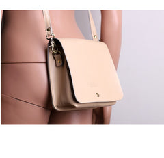 Cute White LEATHER Square Side Bag Handmade WOMEN Phone Crossbody BAG Purse FOR WOMEN