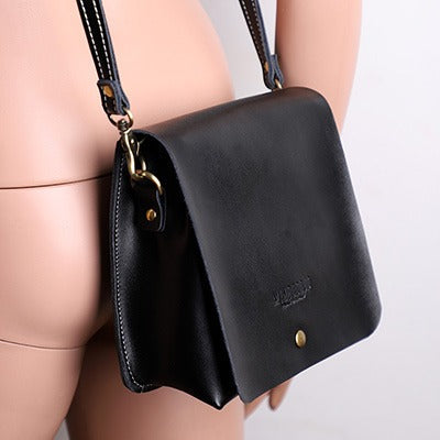 Cute Black LEATHER Square Side Bag Handmade WOMEN Phone Crossbody BAG Purse FOR WOMEN