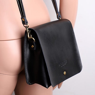 Cute White LEATHER Square Side Bag Handmade - Card Slots Detail