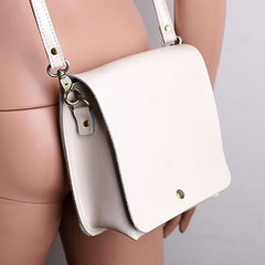 Cute White LEATHER Square Side Bag Handmade WOMEN Phone Crossbody BAG Purse FOR WOMEN