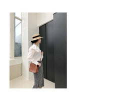 Cute Black LEATHER Square Side Bag Handmade WOMEN Phone Crossbody BAG Purse FOR WOMEN