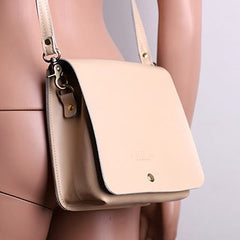 Cute Brown LEATHER Square Side Bag Handmade WOMEN Phone Crossbody BAG Purse FOR WOMEN