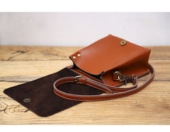 Cute Brown LEATHER Square Side Bag Handmade WOMEN Phone Crossbody BAG Purse FOR WOMEN