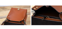 Cute Brown LEATHER Square Side Bag Handmade WOMEN Phone Crossbody BAG Purse FOR WOMEN