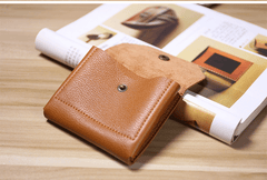 Cute Women Tan Leather Billfold Card Wallet Coin Wallets Mini Change Wallets For Women