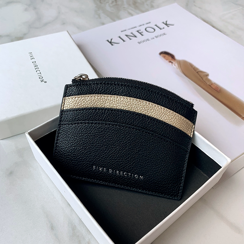 Cute Women Black Leather Card Holder Small Card Wallet Minimalist Credit Card Holders For Women