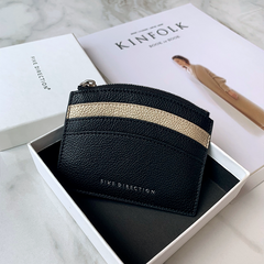 Cute Women Black Leather Card Holder Small Card Wallet Minimalist Credit Card Holders For Women