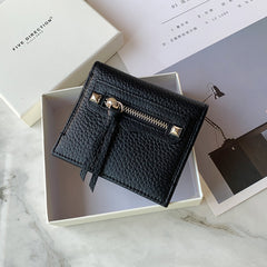 Cute Women Black Leather Card Holders Slim Card Wallet Black Bifold Credit Card Holder For Women