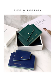 Cute Women Blue Leather Card Holders Slim Card Wallet Coin Holder Change Wallet For Women