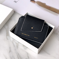 Cute Women Black Leather Card Holders Slim Card Wallet Coin Holder Change Wallet For Women