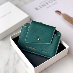 Cute Women Green Leather Card Holders Slim Card Wallet Coin Holder Change Wallet For Women