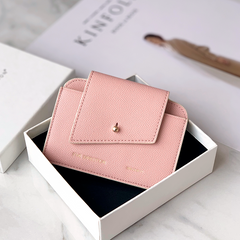 Cute Women Black Leather Card Holders Slim Card Wallet Coin Holder Change Wallet For Women
