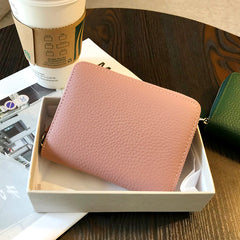 Cute Women Pink Leather Card Holders Small Zip Card Wallet Card Holders Wallet For Women