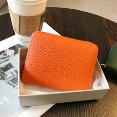 Cute Women Orange Leather Card Holders Small Zip Card Wallet Card Holders Wallet For Women