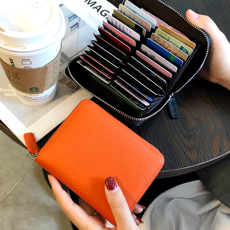 Cute Women Green Leather Card Holders Small Zip Card Wallet Card Holders Wallet For Women
