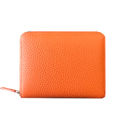 Cute Women Orange Leather Card Holders Small Zip Card Wallet Card Holders Wallet For Women