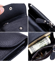 Cute Women Black Leather Change Wallet Coin Wallet Small Billfold Wallet For Women