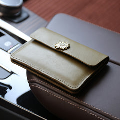 Cute Women Black Leather Mini Card Wallet Sunflower Coin Wallets Slim Change Wallets For Women