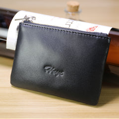 Cute Women Black Leather Mini Zip Coin Wallet Change Wallet Zipper Change Wallet For Women