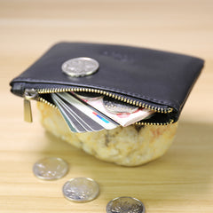 Cute Women Navy Leather Mini Zip Coin Wallet Change Wallet Zipper Change Wallet For Women