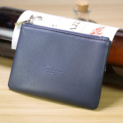 Cute Women Navy Leather Mini Zip Coin Wallet Change Wallet Zipper Change Wallet For Women